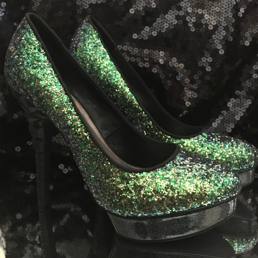 Green Glitter Heels
